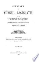 Journaux du conseil legislatif de la province de Quebec