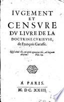 Jugement et censure du livre de la doctrine curieuse de F. Garasse
