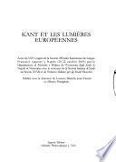Kant et les Lumières européennes