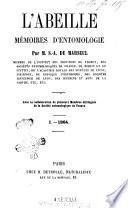 L'abeille memoires d'entomologie