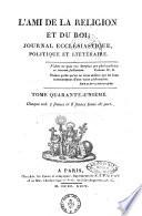 L'ami de la religion et du roi journal ecclesiastique, politique et litteraire