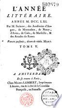 L'Année littéraire (Paris. 1754)