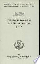 L'apologie d'Origène par Pierre Halloix (1648)