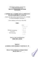 L'Apport de la femme dans le processus de developpement national: (Centre Bethanie, du 30 avril au 4 mai 1985)