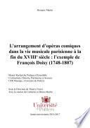 L'arrangement d'opéras comiques dans la vie musicale parisienne à la fin du XVIIIe siècle