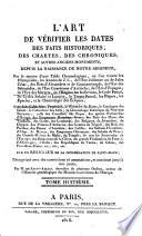 L'Art de Verifier les Dates des Faits Historiques