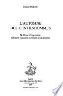 L'automne des gentilshommes