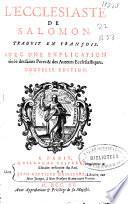 L'Ecclesiaste de Salomon