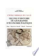 L'École normale de l'An III. Vol. 2, Leçons d'histoire, de géographie, d'économie politique