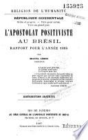 L' Eglise et l'Apostolat positivistes du Brésil
