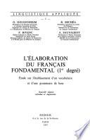 L'Élaboration du français fondamental (1er degré), Étude sur l'établissement d'un vocabulaire et d'une grammaire de base
