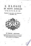 L' Elegie di Sesto Aurelio Properzio