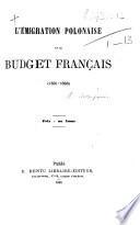 L'émigration polonaise et le budget français