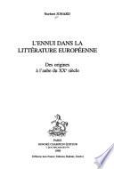 L'Ennui dans la littérature européenne