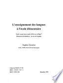 L'enseignement des langues à l'école élémentaire