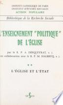 L'enseignement politique de l'Église (2). L'Église et l'État