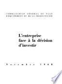 L'entreprise face à la dècision d'investir