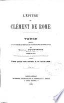 L'épitre de Clément de Rome