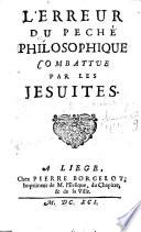 L'erreur du peché philosophique combattue par les Jésuites