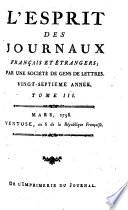 L'esprit des journaux, francais et etrangers