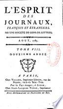 L'esprit des journaux françois et étrangers