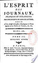L'esprit des journaux françois et étrangers