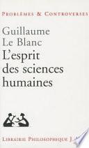 L'esprit des sciences humaines