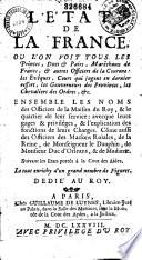 L'etat de la France, ou l'on voit tous les princes, ducs et pairs (etc.)