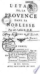 L'état et le nobiliaire de la Provence...