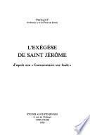 L'exégèse de saint Jérôme