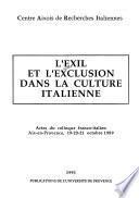 L'Exil et l'exclusion dans la culture italienne