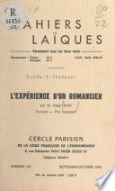 L'expérience d'un romancier