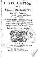 L'explication de l'edit de Nantes de ... Bernard