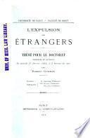 L'expulsion des étrangers