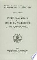 L'idée romantique de la poésie en Angleterre