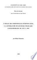 L'image des personnages féminins dans la littérature de jeunesse française contemporaine de 1975 à 1995