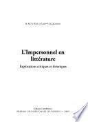 L'impersonnel en Littérature