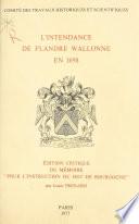 L'intendance de Flandre wallonne en 1698