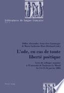 L'ode, en cas de toute liberté poétique