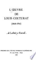 L'oeuvre de Louis Couturat (1868-1914)