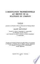 L'orientation professionnelle au service de la politique de l'emploi