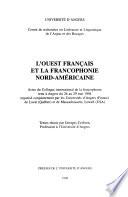 L'ouest français et la francophonie nord-américaine