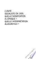 L'unité socialiste en 1905
