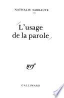 L'Usage de la parole