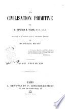 La civilisation primitive par Edward B. Tylor
