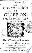 La Consolation de Cicéron, sur la mort de sa fille Tullia