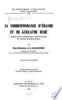 La Correspondance d'Érasme et de Guillaume Budé