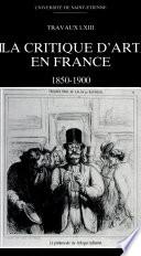 La Critique d'art en France, 1850-1900