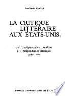 La critique littéraire aux Etats-Unis