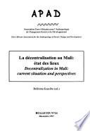 La décentralisation au Mali